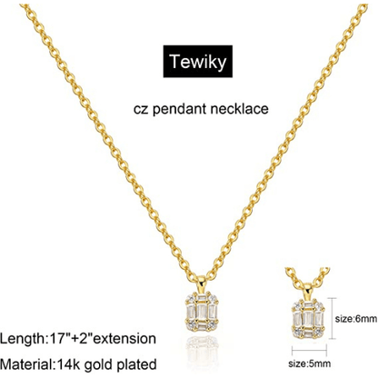 Emerald Cut CZ Pendant Necklace