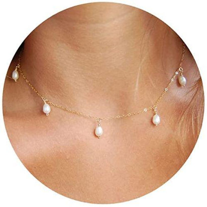 Five 4mm Pearl Choker Necklace