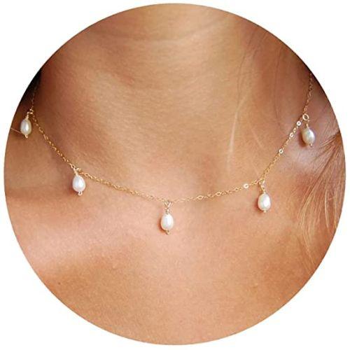 Five 4mm Pearl Choker Necklace