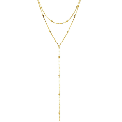Layered Beaded Y Necklace