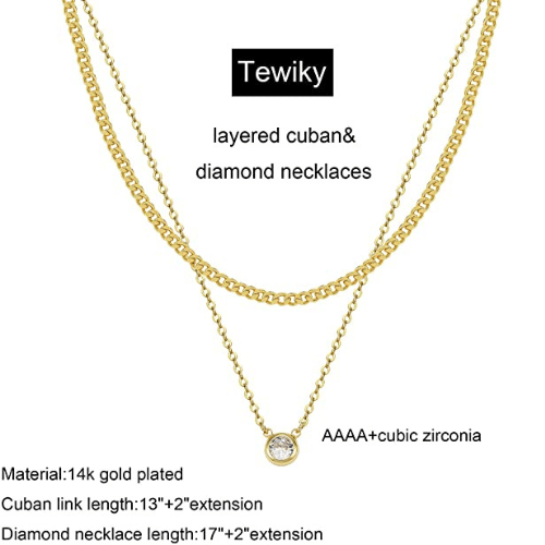 Layered Cuban Chain with CZ Pendant Necklace