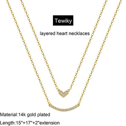 Layered Heart Choker with Curved Bar Necklace