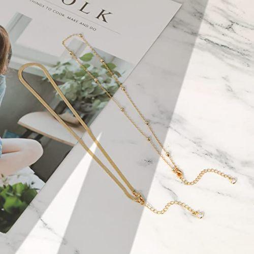 Layered Snake Choker with Beaded Chain Necklace