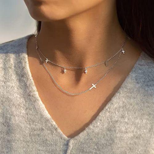 Mini Cross Choker Pendant Necklace