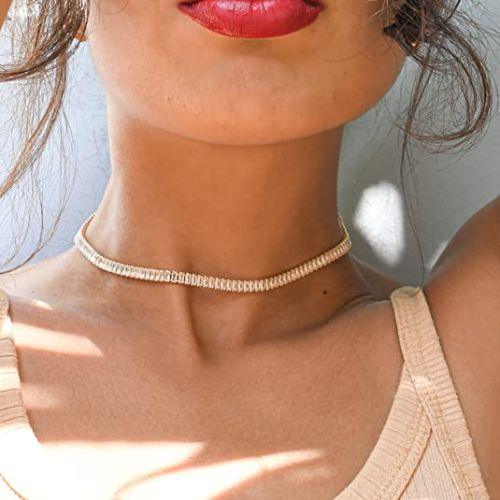 Rectangle CZ Tennis Choker Necklace