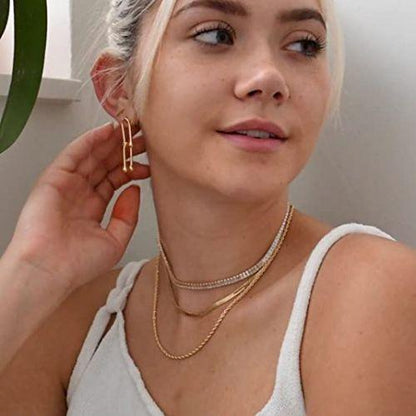 Rectangle CZ Tennis Choker Necklace