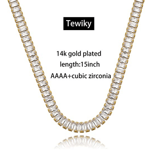 Rectangle CZ Tennis Choker Necklace