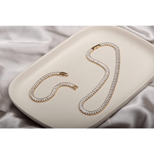 Rectangle CZ Tennis Choker Necklace