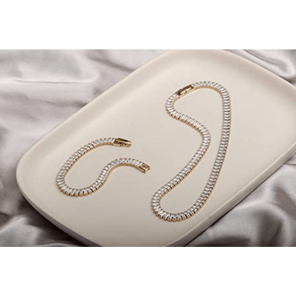 Rectangle CZ Tennis Choker Necklace