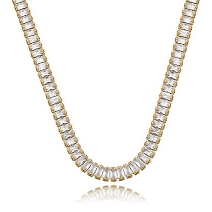 Rectangle CZ Tennis Choker Necklace