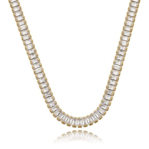 Rectangle CZ Tennis Choker Necklace