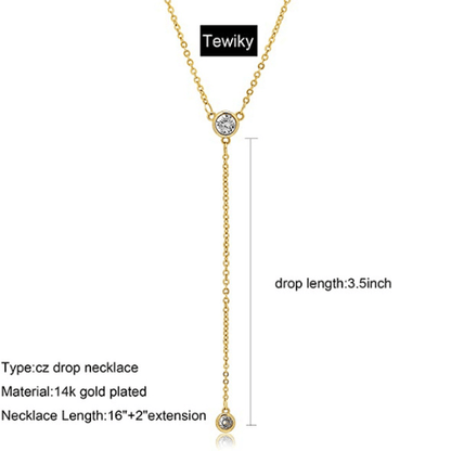 Simple CZ Y Necklace