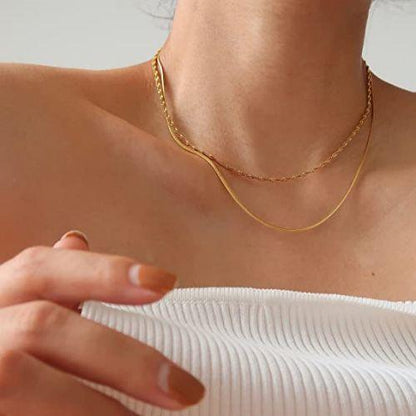 Simple Flat Snake Chain Necklace