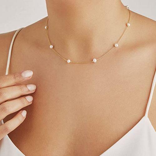 Simple Pearl Choker Necklace