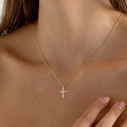 Sparking Cross CZ Pendant Necklace
