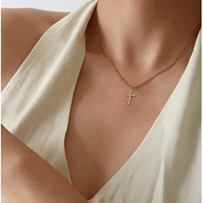 Sparking Cross CZ Pendant Necklace