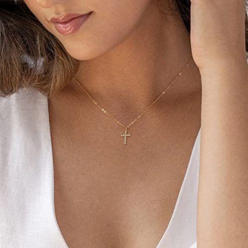 Sparking Cross CZ Pendant Necklace