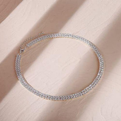 Sparking Rhinestone Double Layer Tennis Necklaces