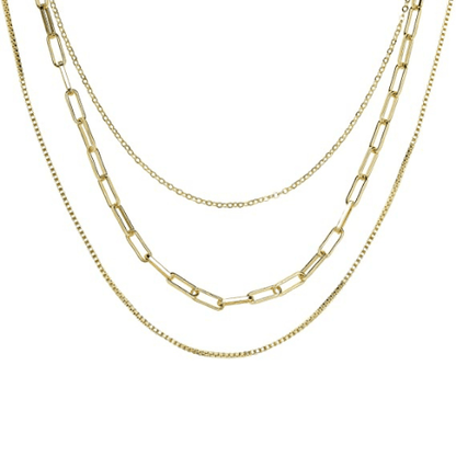 Stackable Box & Paperclip & Cable Chain Necklaces