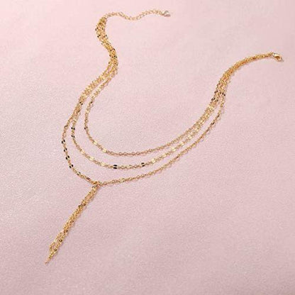 Triple Chain Y Necklace